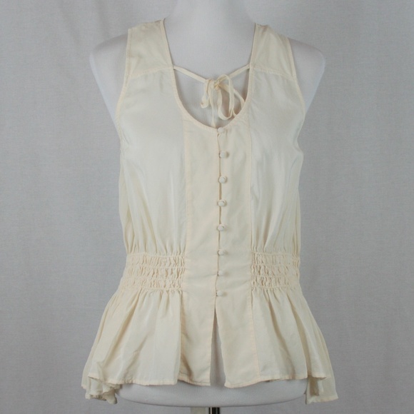 Joie Tops - Joie Lucas 100% Silk Smocked Top In Cream